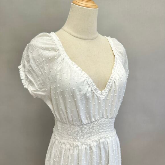 Betsey Johnson Cotton Clip Dot Sweetheart Smocked Midi Dress Size Medium Cottage - Picture 10 of 15